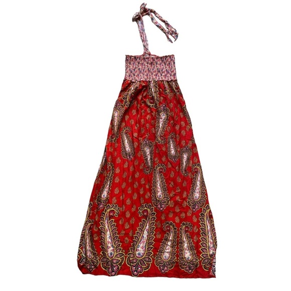 Ellison Halter Smock Maxi Dress I Size: L - Picture 2 of 10